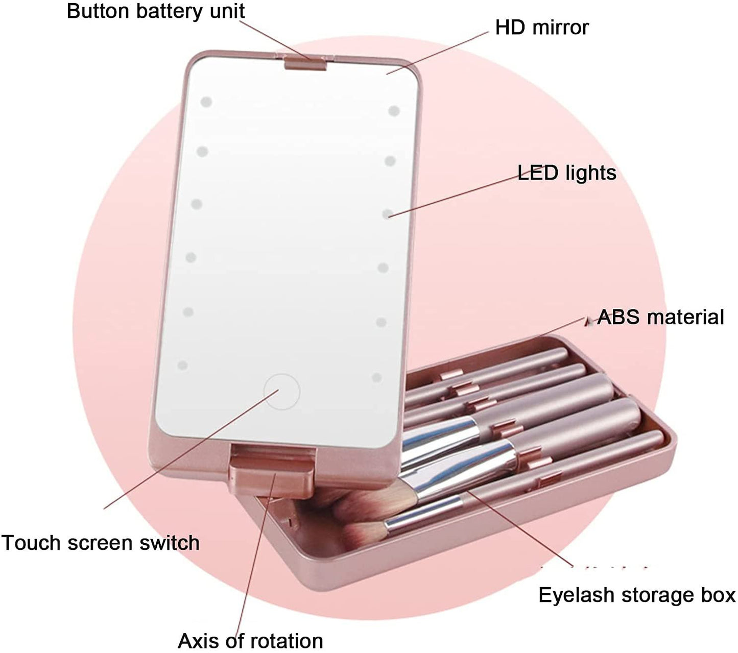 🔥Hot Sale 49%OFF🔥Travel Makeup Brush Set  with LED light