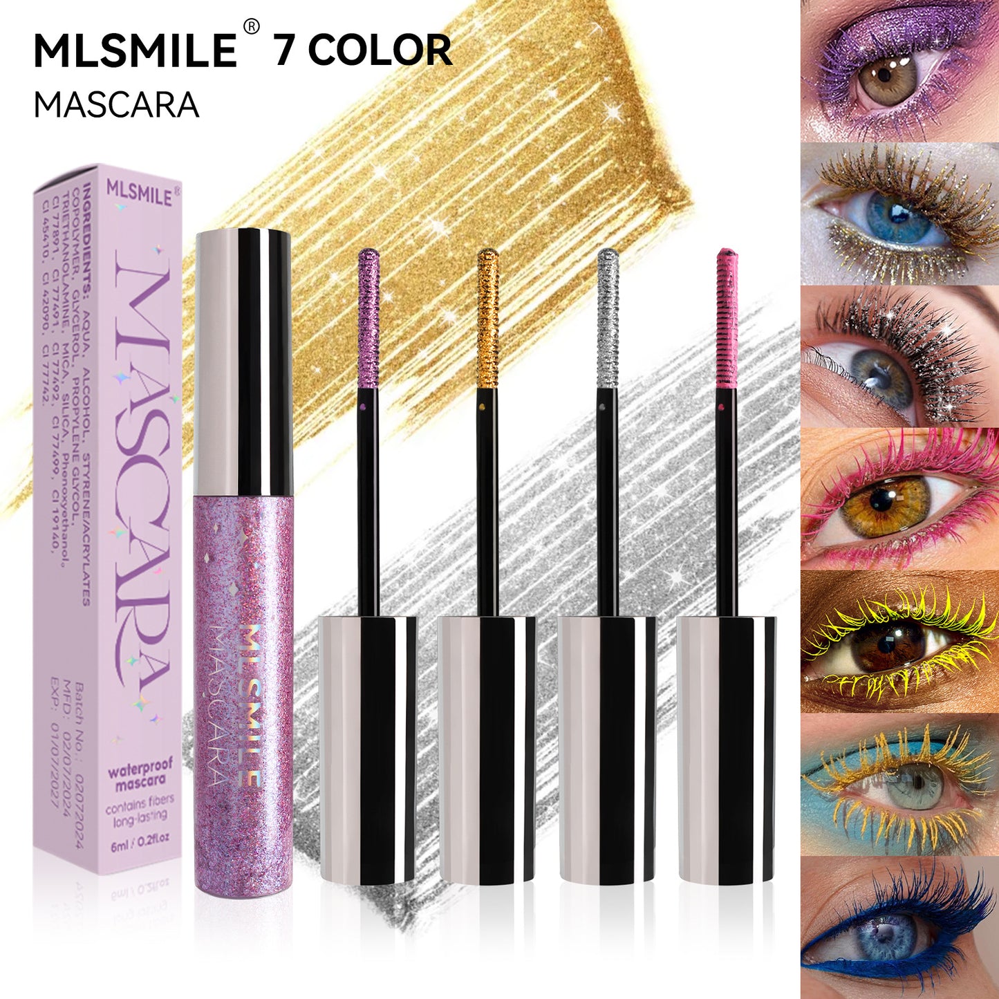 MLSMILE Pearlescent Fine Flash Waterproof Color Mascara