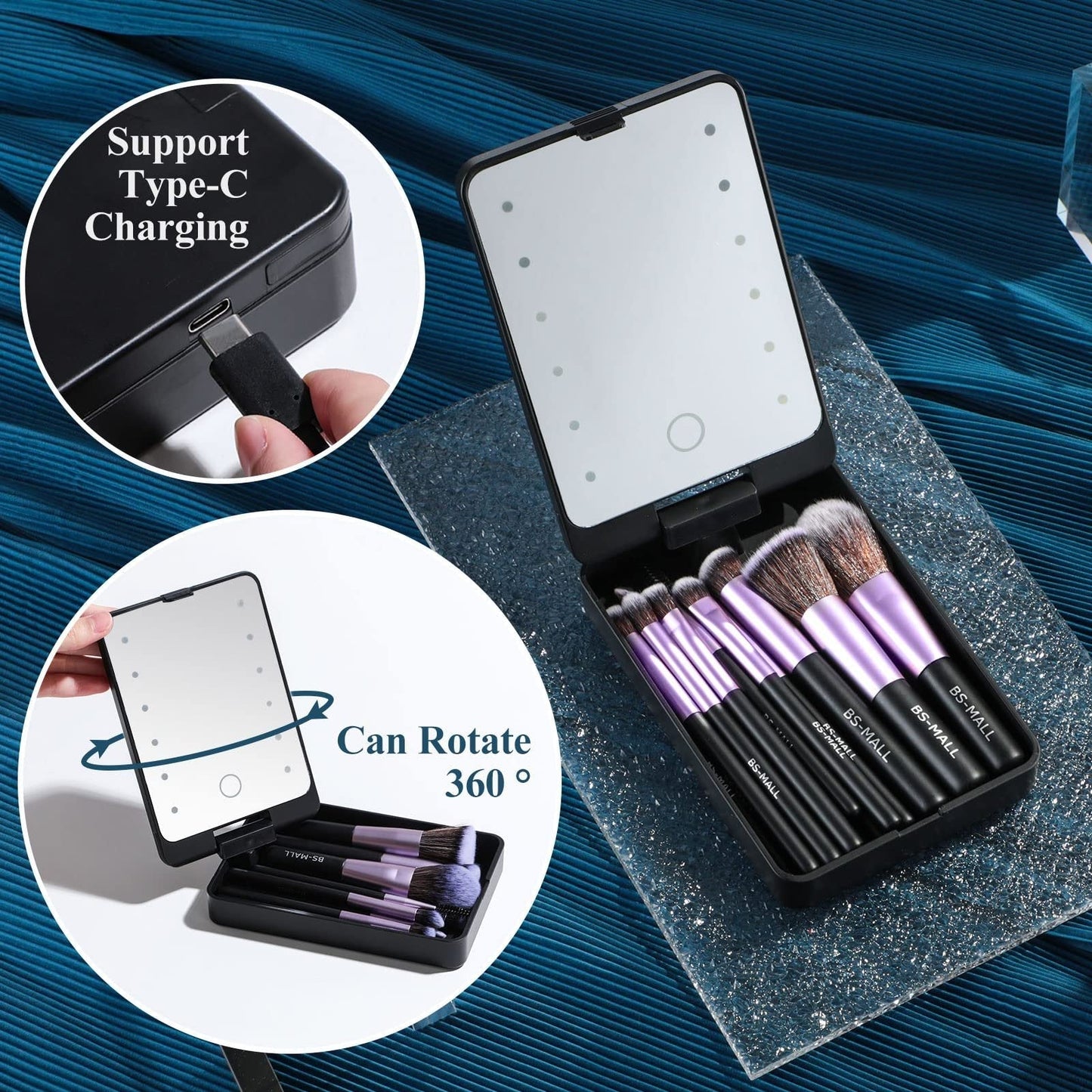 🔥Hot Sale 49%OFF🔥Travel Makeup Brush Set  with LED light