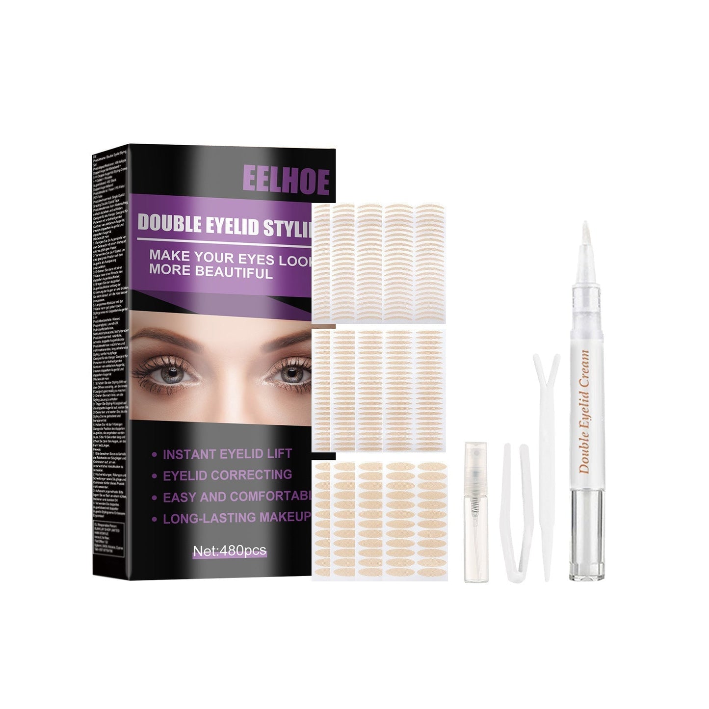 Invisible self-adhesive double eyelid tape without glue.